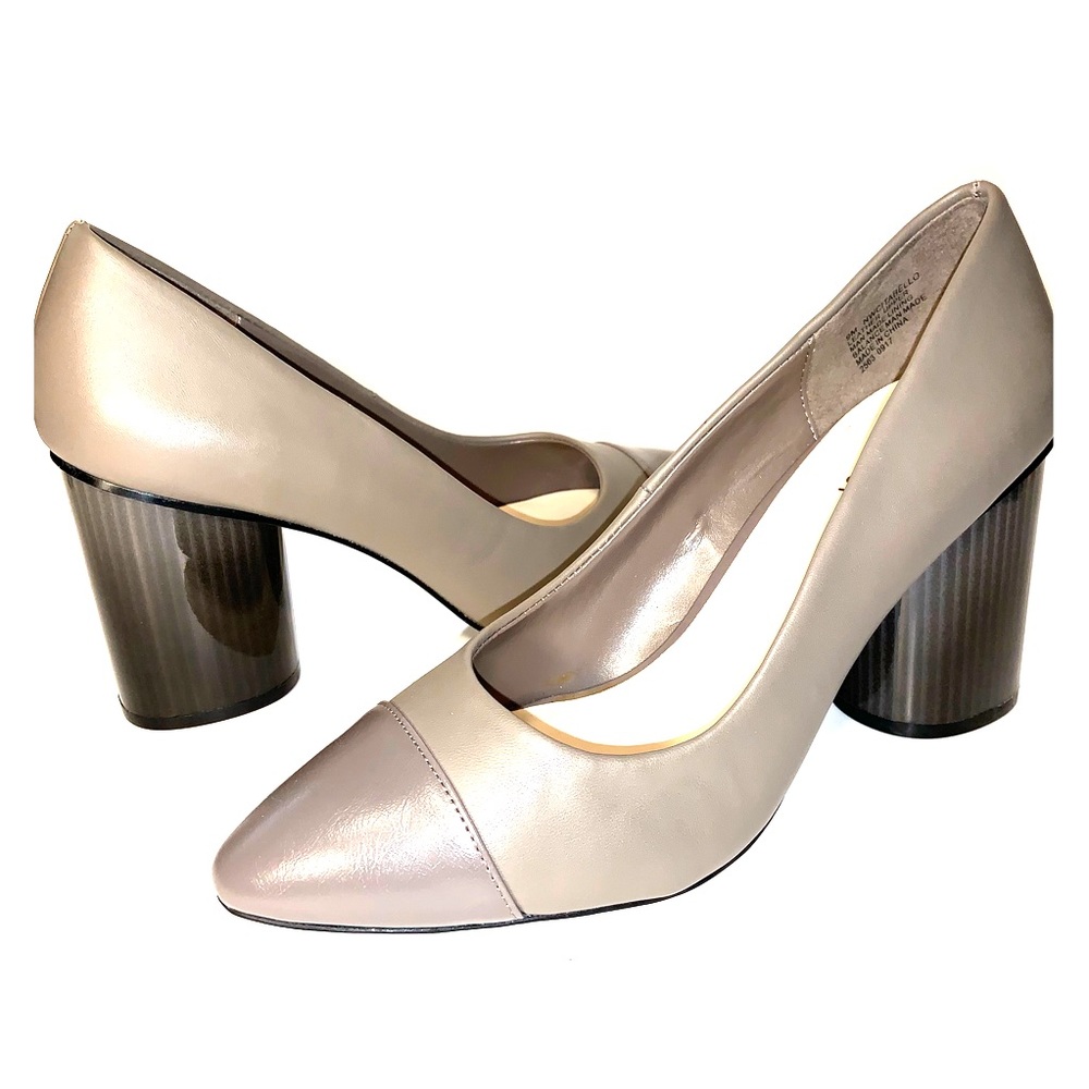 **SOLD** NEW Nine West Taupe Leather Ombré Chunky Heel Pump